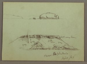 Kresba, Skály před pobřežím, Skalnaté útesy u pobřeží, duben 1869 od Frederic Edwin Church