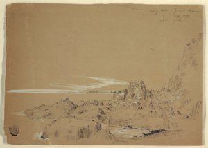 Kresba, Skalnaté pobřeží, Grand Manan, Kanada, srpen 1851 od Frederic Edwin Church