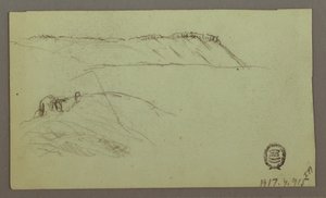 Kresba, Ruiny obklopené zdmi, stany, dvě figurální studie, 28. dubna 1868 od Frederic Edwin Church
