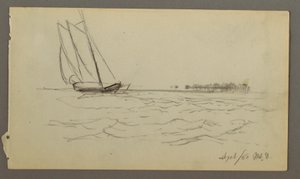Kresba, Plachetnice na vlnách, 1860 od Frederic Edwin Church