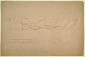 Kresba, břeh jezera a úpatí hory Katahdin, 29. srpna 1856 od Frederic Edwin Church