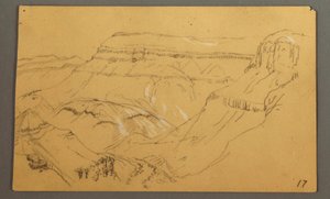 Kresba, náčrtky, El Yemen Valley, "Arabia", pravděpodobně 1868, 20. února od Frederic Edwin Church