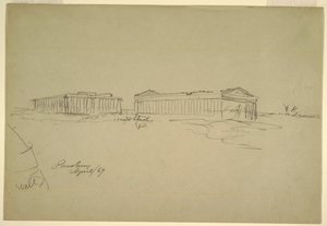 Kresba, náčrtky, Paestum, jižní Itálie, duben 1869 od Frederic Edwin Church