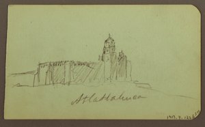 Kresba, Náčrtky z Patzcuara; Verso: Kostel,Atlatahuca, 1883 od Frederic Edwin Church