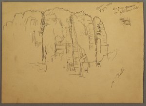 Kresba, Náčrtky z Petry, Jordánsko, únor 1868 od Frederic Edwin Church
