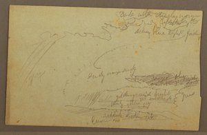 Kresba, studie oblohy, horské hřebeny, duha, 60. léta 19. století od Frederic Edwin Church