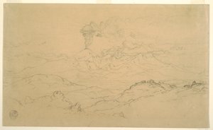 Kresba, Kouř stoupající ze sopky Cotopaxi, Ekvádor, 1857 od Frederic Edwin Church