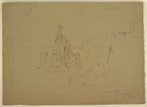Kresba, "Socha Rock", září 1851 od Frederic Edwin Church