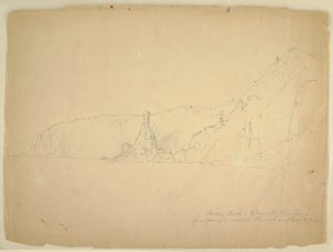 Kresba, "Socha Rock", září 1851 od Frederic Edwin Church