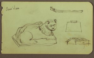 Kresba, Socha lva, Skiff; Verso: Socha lva, prosinec 1883 od Frederic Edwin Church