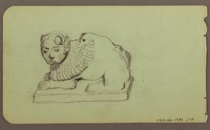 Kresba, Socha lva, Skiff; Verso: Socha lva, prosinec 1883 od Frederic Edwin Church