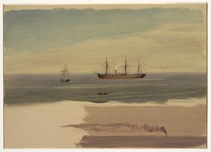 Kresba, Parník a plachetnice, červenec 1859 od Frederic Edwin Church