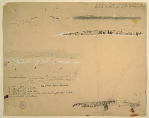 Kresba, Studie racků, skalnaté pobřeží a zamračená obloha, Great Manan, Kanada, září 1851 od Frederic Edwin Church