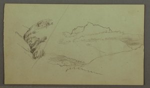 Kresba, Vrchol vystupující nad mraky, Úzké údolí, pravděpodobně 1868 od Frederic Edwin Church