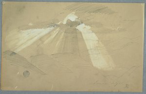 Kresba, Slunce svítí skrz mraky, Jamajka, červenec 1865 od Frederic Edwin Church