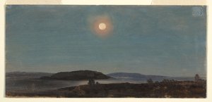 Kresba, Slunce nebo Měsíc vycházející nad Dikobrazími ostrovy, Bar Harbor, asi 1860 od Frederic Edwin Church