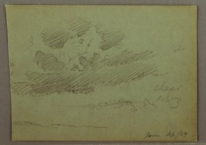 Kresba, Sluneční paprsek za mraky, září 1869 od Frederic Edwin Church