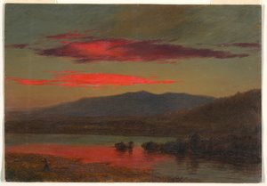 Kresba, Západ slunce, Hudson, New York, 25. prosince 1873 od Frederic Edwin Church