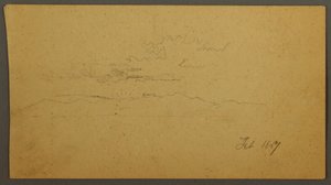 Kresba, Západ slunce za kopci, únor 1867 od Frederic Edwin Church