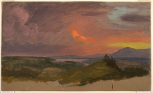 Kresba, Západ slunce v údolí Hudson, 1870-75 od Frederic Edwin Church