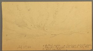 Kresba, Západ slunce nad kopci, 9. července 1866 od Frederic Edwin Church