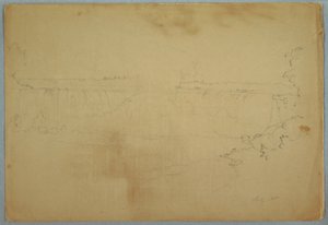 Kresba, Kanadské vodopády, červenec 1856 od Frederic Edwin Church