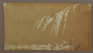 Kresba, Kanadské vodopády a Kozí ostrov na řece Niagara, pravděpodobně 1858 od Frederic Edwin Church