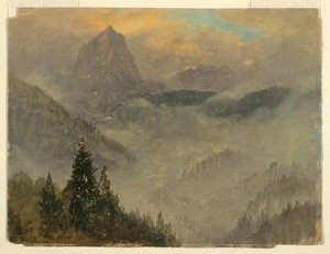 Kresba, Hochkalter, u Berchtesgadenu, 1868 od Frederic Edwin Church