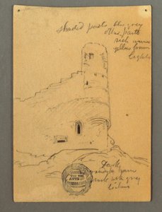 Kresba, Zámecká věž, Sion, pravděpodobně 1868 od Frederic Edwin Church