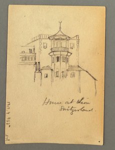 Kresba, Zámecká věž, Sion, pravděpodobně 1868 od Frederic Edwin Church