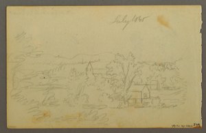 Kresba, stromy, kráva, 1844 od Frederic Edwin Church