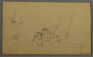 Kresba, údolí, kostel, St. Gilgen Rakousko, pravděpodobně 1868 od Frederic Edwin Church