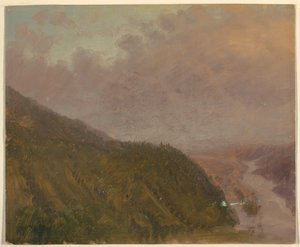 Kresba, Údolí z vrcholu vysokého kopce (Evropa), 1860-70 od Frederic Edwin Church