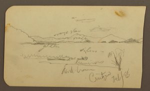 Kresba, Pohled poblíž břehu jezera, Cuitzeo; Verso: pohled poblíž břehu jezera, Cuitzeo, únor 1885 od Frederic Edwin Church