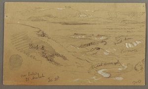 Kresba, Pohled přes Wady el-Arabah, 20. února, pravděpodobně 1868 od Frederic Edwin Church