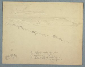 Kresba, Pohled z hory Salus, Jamajka, červen 1865 od Frederic Edwin Church
