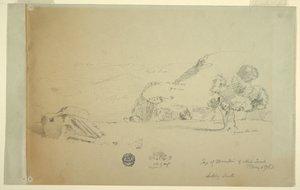 Kresba, Pohled z kopce západně od Suk Wadi, 4. května 1868 od Frederic Edwin Church