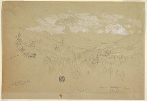 Kresba, Pohled na Berchtesgaden, Bavorsko, červen 1868 od Frederic Edwin Church