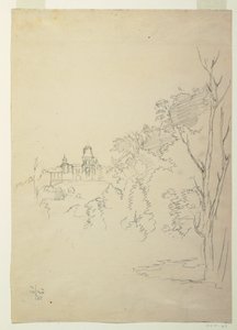 Kresba, Pohled na Olanu, umělcův domov, Hudson, New York, asi 1872 od Frederic Edwin Church