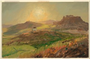 Kresba, Pohled na Akropoli, Athény, duben 1869 od Frederic Edwin Church