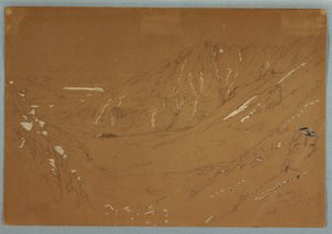 Kresba, Pohled na Velkou kotlinu, Mount Katahdin, září 1877 od Frederic Edwin Church