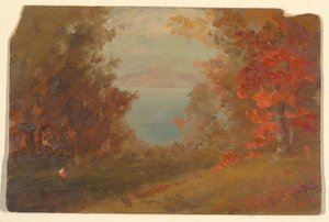 Kresba, Podzimní lesní scéna (Hudson, New York nebo Maine), 1860-70 od Frederic Edwin Church