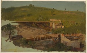 Hill s viadukty a zničenými mlýny, poblíž Catskill, New York od Frederic Edwin Church