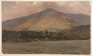 Hora Katahdin, zobrazující Pamolu a Velkou pánev z rybníka Sandy Bottom Pond od Frederic Edwin Church