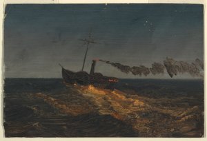 Kolesový parník za soumraku od Frederic Edwin Church