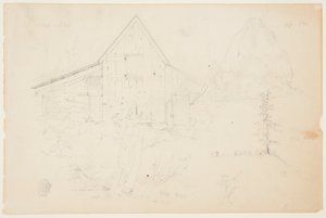 Náčrt stodoly a kupky sena od Frederic Edwin Church