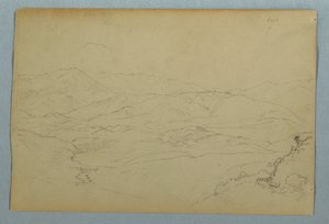 Náčrtky rostlin a části balustrády lemující terasu v Inn v Guaranda, Ekvádor od Frederic Edwin Church