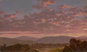 Soumrak v Catskills 1849 (olej na žíněné lepence) od Frederic Edwin Church