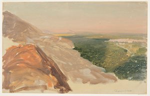 Pohled na planinu s Damaškem v Sýrii z hor. od Frederic Edwin Church