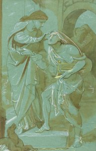 Studie pro slepého muže z Betsaidy na severní stěně kaple Nanebevstoupení Páně v Londýně (pero, inkoust a akvarel na zeleném papíře) od Frederic James Shields
